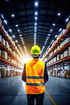 Surrounded by towering racks, the warehouse worker showcases their expertise in inventory management.