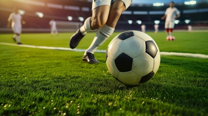 Obraz na płótnie Canvas Soccer Player Dynamic Kick in Football World Championship