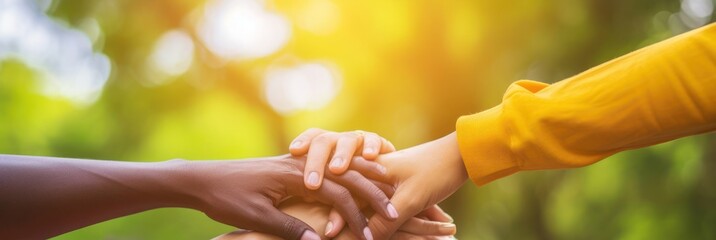 Diverse Group of People Joining Hands in Unity Generative AI