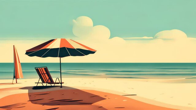 Drawing tropical beach summer abstract background. Generative ai.	
