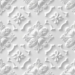 White on white seamless floral pattern