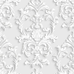 White on white seamless floral pattern