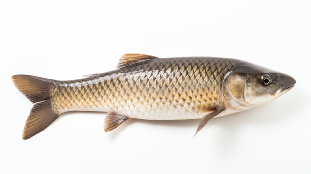Fish - A Grass Carp on a white background