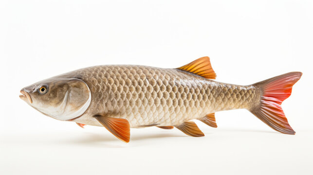 Fish - A Grass Carp on a white background