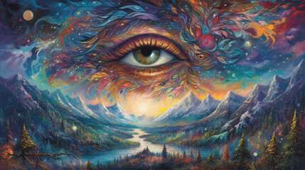 Fototapeta premium landscape with one eye on the sky
