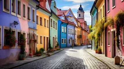 Foto op Canvas Colorful street in the old town of Cesky Krumlov, Czech Republic © Ziyan