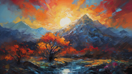 Obraz na płótnie Canvas sunrise over the mountains abstract