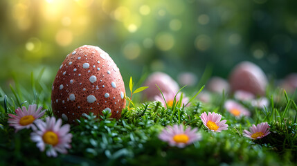 Close-Up of an Easter Egg in the Grass