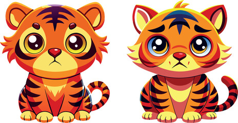 tiger cartoon icon illustration character