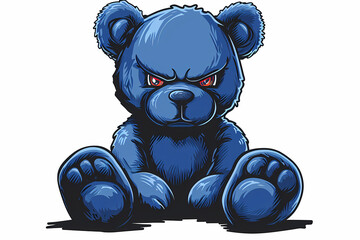 Evil blue bear cartoon