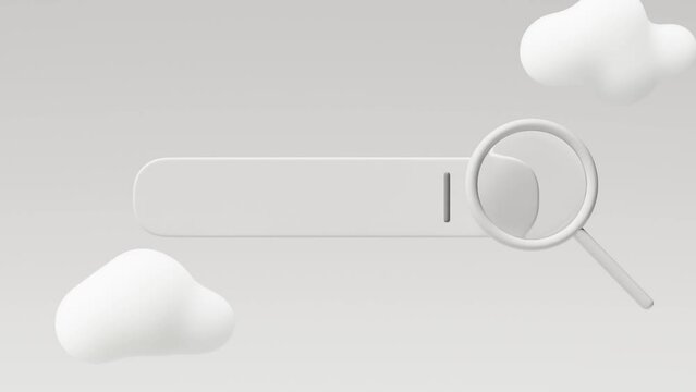 search bar icon with slow moving cloud. 3d loops animation 