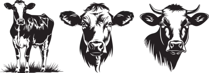 Fotobehang Cow full silhouette and cow head © Cris