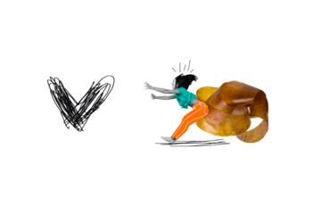 Picture poster 3d image sketch minimal collage of excited funky girl stuck tape dreaming love isolated on white color painted background