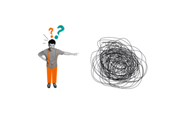 Picture poster image sketch collage of angry mad crazy man suffers crisis mental health psychology therapy concept white color background