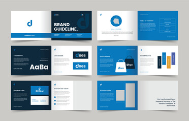 Naklejka premium Landscape Brand Guidelines Template, Brand Identity Presentation Layout, Logo Guideline template, Brand Guidelines 