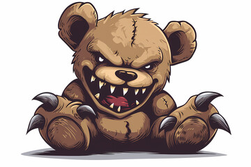 Evil monster bear cartoon