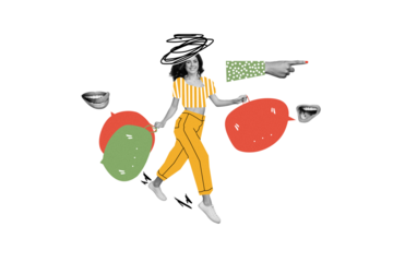 Magazine sketch collage image of happy smiling lady enjoying shopping empty space isolated grey color background