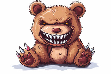 Evil monster bear cartoon