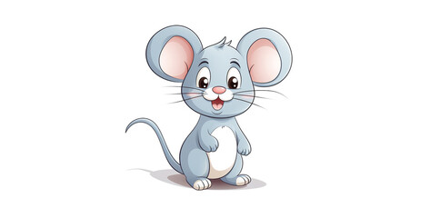 Vector illustration of Cute cartoon mouse. Isolated on white background.Cute little mouse cartoon character isolated on white background. Vector illustration.