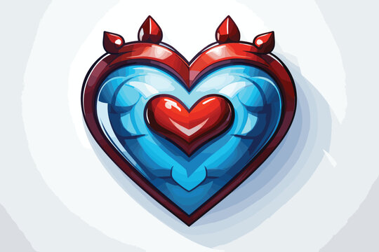 Blue heart isolated on white background. Happy Valentine's day greeting template. Vector illustration.
