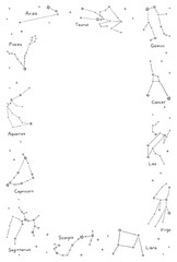 シンプルな12星座　フレーム　1色　縦