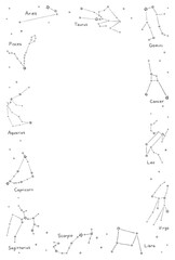 シンプルな12星座　フレーム　1色　縦 © harako