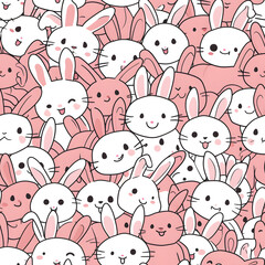 Cute bunny rabbit for Easter seamless pattern. Animal background.
