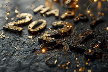 Happy new year 2024 black and golden poster. 3d illustration 3d rendering. year 2024 poster. 2024 post. new year background. 2024.