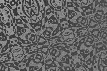 Abstract drawing on a rough surface. Various bizarre forms on the asphalt.