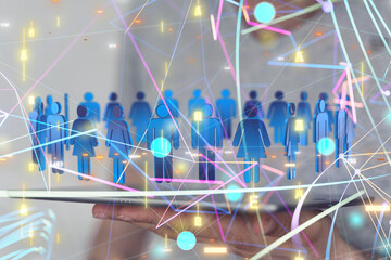 Global network. Blockchain. 3D illustration. Neural networks and artificial intelligence. Abstract