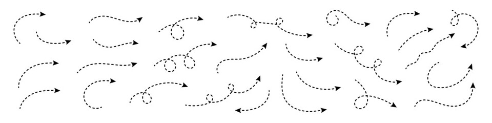 Curved dotted arrow. Zigzag arrow stripes design with dotted lines.
