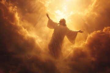 Majestic portrayal of jesus as the risen savior Shining with triumph and promise