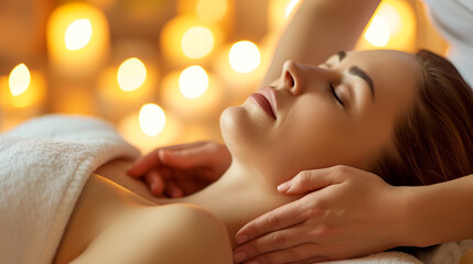 Obraz na płótnie Canvas Face massage in spa. 