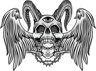 Gothic sign with skull, grunge vintage design t shirts