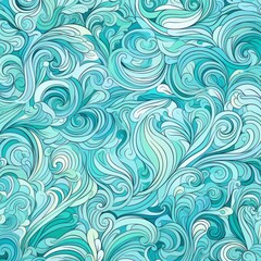 Fototapeta na wymiar aqua random hand drawn patterns, tileable, calming colors vector illustration pattern