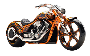 Custom Chopper Motorcycle Motor bike, 3D image of Custom Chopper Motorcycle Motor bike isolated on...