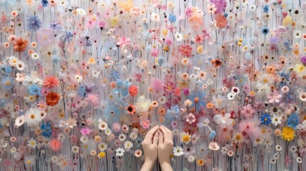 Naklejka premium hand made Beautiful flower wall UHD Wallpaper