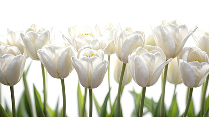 Flores blancas de tulipan sobre fondo blanco
