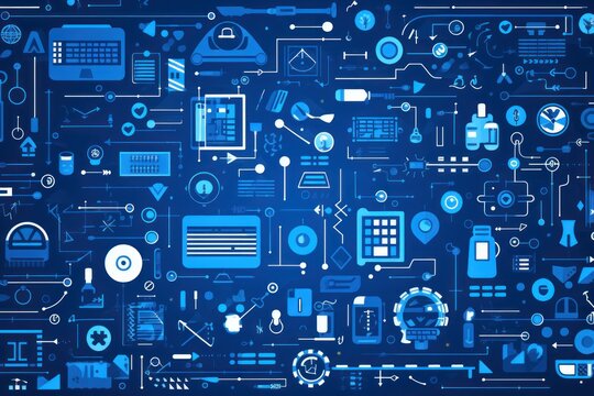 azure abstract technology background using tech devices and icons 