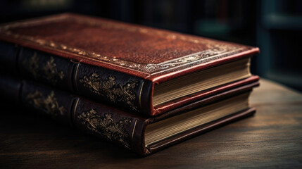 Obraz premium Old antique book read paper vintage literature cover brown library