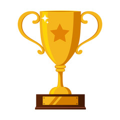 Golden trophy of the winner. Symbol of victory. Thanksgiving holiday. Vector.