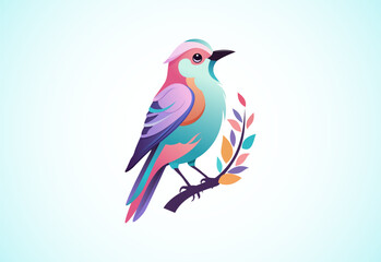 Beautiful multi coloured bird. Bird logo design vector illustration