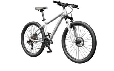 Foto auf Glas White Mountain bicycle Bike, 3D image of White Mountain Bike Motor bike isolated on Transparent background. © Junaid