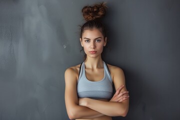 Athletic Girl On The Gray Background