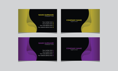 set of business card templates for company vactor file yellow & purple color available.