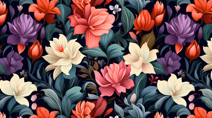 Colorful blooming flowers background