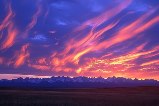 Colorful cloudscape over the mountains