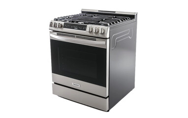Freestanding Stainless Steel Electric Range isolated on Transparent background.