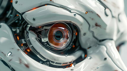 Close up of a robot eye Artificial intelligence Concept