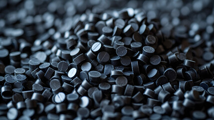 Black plastic pellets Background Close-up Plastic granules Polymer plastic beads resin polymer - obrazy, fototapety, plakaty